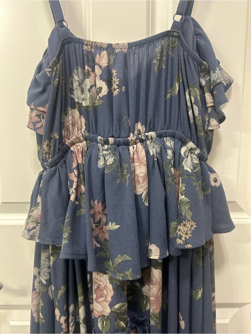 torrid Floral Ruffled Maxi Dress Divine Diana Floral Navy NWOT SIZE 00 /Fit14-16 - Picture 11 of 12
